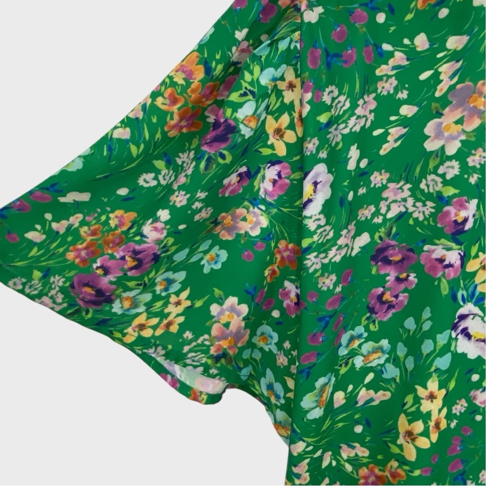 La Roque Green Meadow Floral Wren Wrap Dress Size XL - Picture 4 of 8